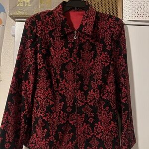 Elementz Black Jacket with Red Patterns